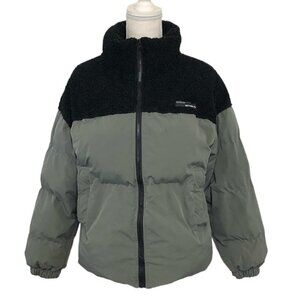 DAZY Jacket Women's  Size Small Gray Black Colorblock Zip Up Puffer